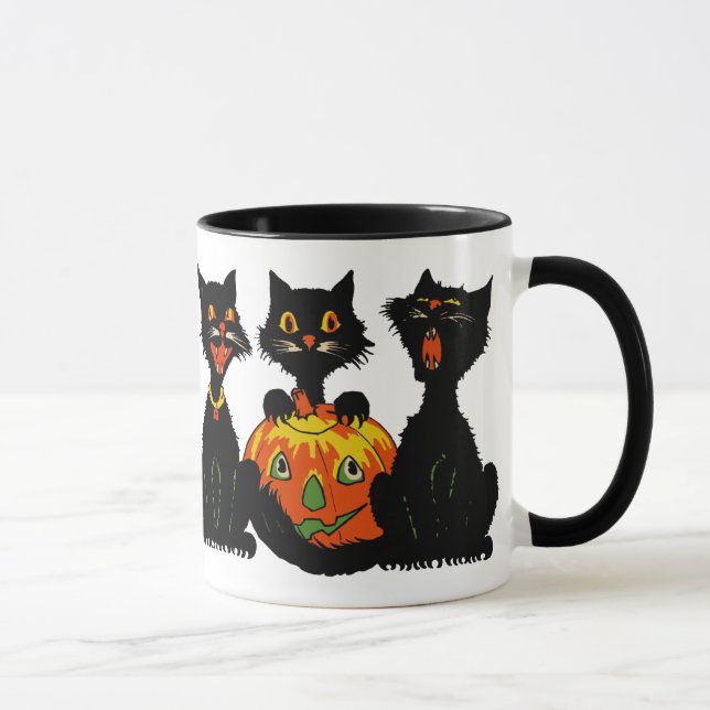 Mugg för vintage30-talHalloween svarta katter (Höger)