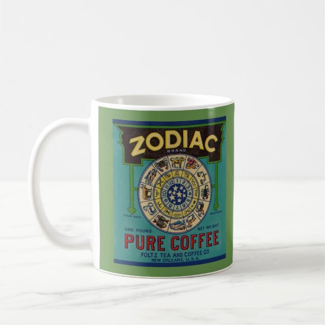Mugg för vintagekaffeetikett (Zodiackaffe) (Vänster)