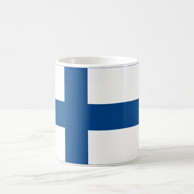 Mugg för vit för Finland flagga stor (Center)