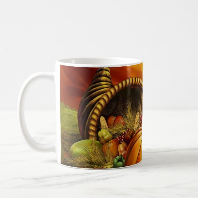 Mugg för ymnighetshornthanksgivingkaffe (Vänster)