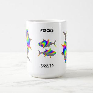 Mugg för Zodiac för Pisces regnbågefisk
