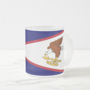 Mugg, fryst, av litet glas med flagga American Sam Frostad Glasmugg
