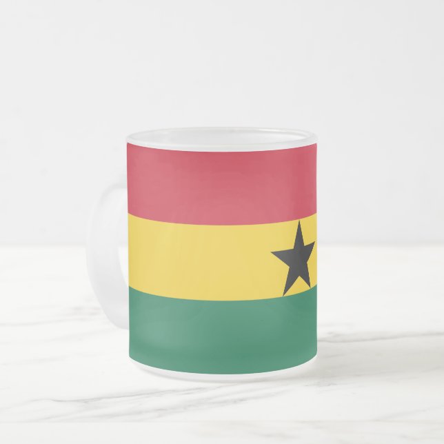 Mugg, fryst, av litet glas med flagga av Ghana Frostad Glasmugg (Framsida vänster)