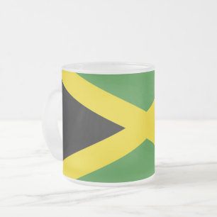 Mugg, fryst, av litet glas med flagga av Jamaica Frostad Glasmugg