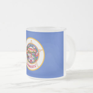 Mugg, fryst, av litet glas med flagga av Minnesota Frostad Glasmugg