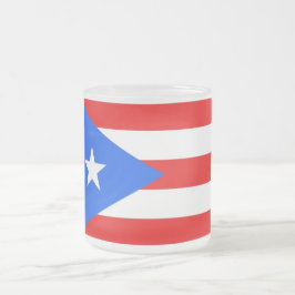 Mugg, fryst, av litet glas med flagga Puerto Rico, Frostad Glasmugg