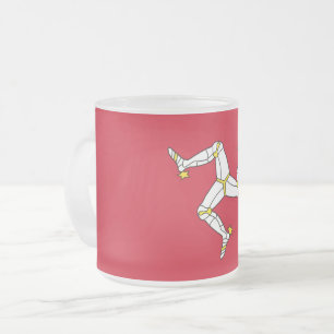 Mugg, fryst, av litet glas med Isle of Man flagga, Frostad Glasmugg