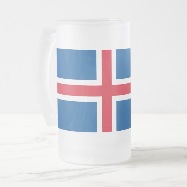 Mugg, fryst, med flagga av Island Frostat Ölglas (Framsida vänster)