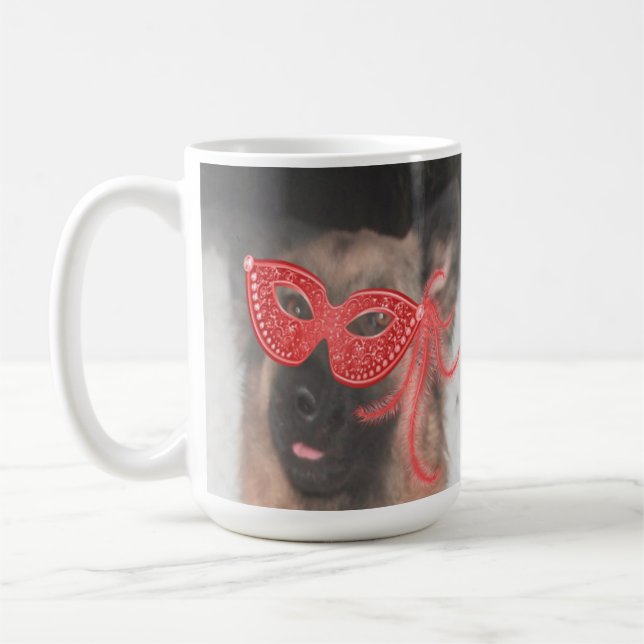 Mugg German Shepherd Mardi Gras Mask Red (Vänster)