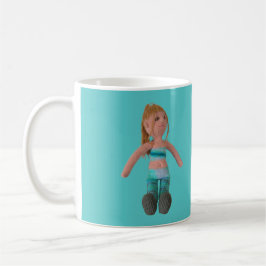 Mugg - Girl Doll on Aqua Background