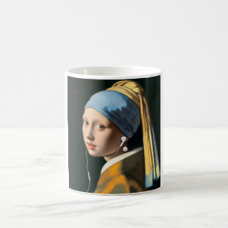 Mugg Girl med Pearl Earring med hörlurar