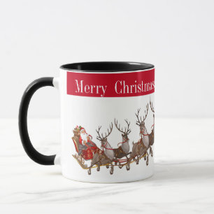 Mugg God jul Santa och Sleigh