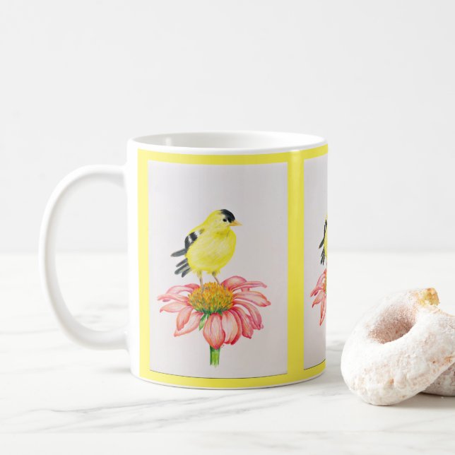 Mugg Goldfinch på Coneflower (Med munk)