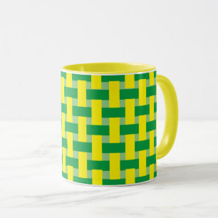 Mugg - Grön och gul vävning