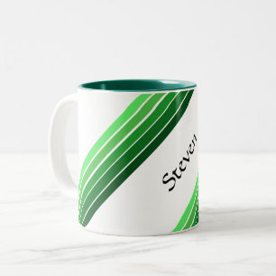 Mugg - Gröna diagonala ränder med namn