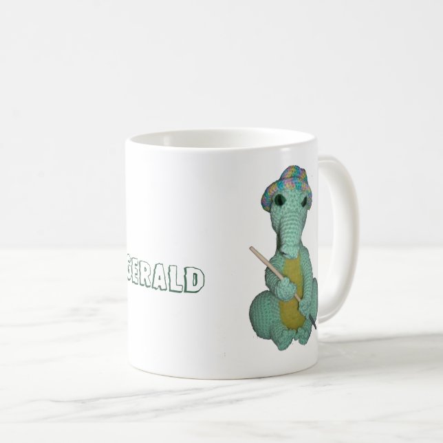 Mugg - Grönt Alligator Doll med Namn (Framsida höger)