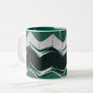 Mugg - Grönt Chevron Mönster i Crochet