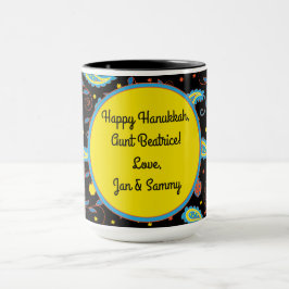 Mugg ’Hanukkah Paisley Dreidels and Stars’