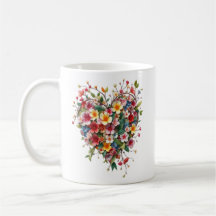 Mugg Heart och blommor, Valetine