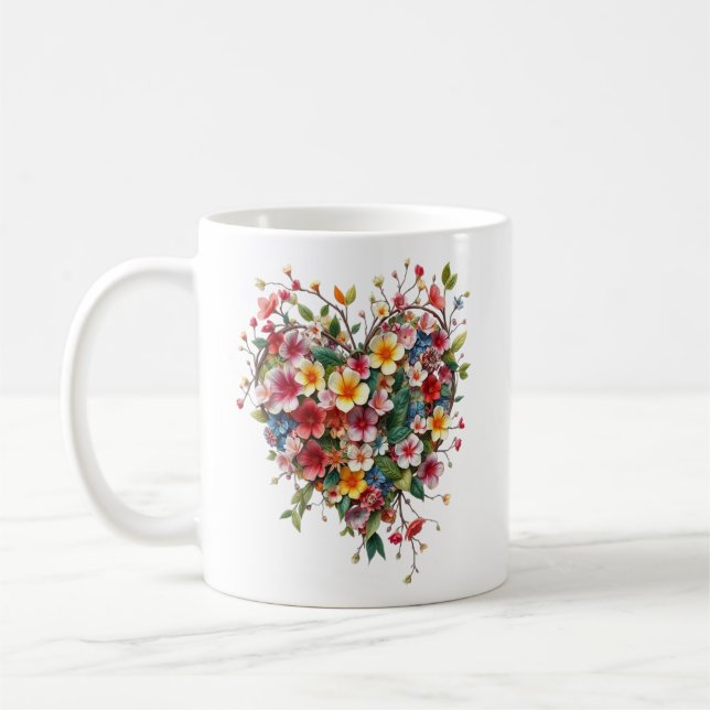 Mugg Heart och blommor, Valetine (Vänster)