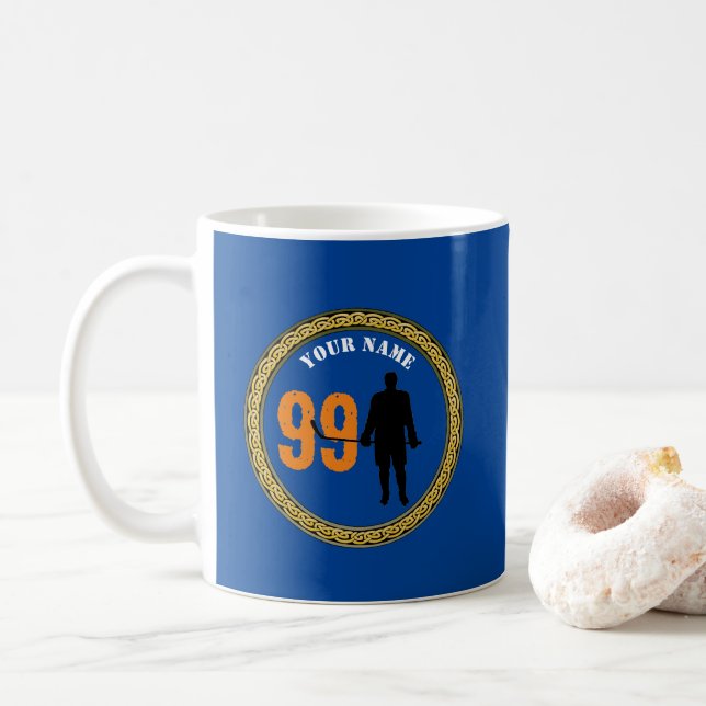 Mugg Hockey Player - lägg till Namn och nummer (Med munk)