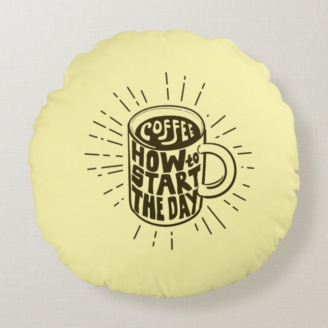 Mugg i kaffe rund kudde (Framsidan)