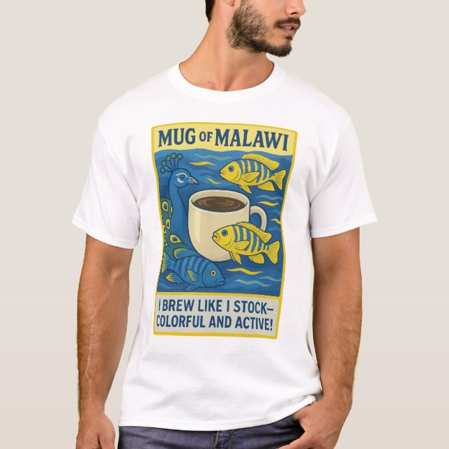 Mugg i Malawi - Fågelkoffsblandning (Peacock & Mbu T Shirt (Framsida)
