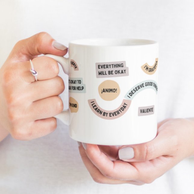 Mugg i uppmuntrande sidans tillit och positiva ege (Skapare uppladdad)