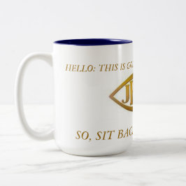 MUGG JESUS FISH BLAC INSIDA GULD EMBLEM OM WHI