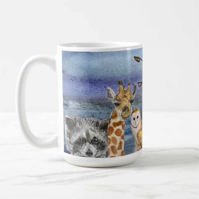 Mugg: Joanna flygande över djur Kaffemugg (Vänster)