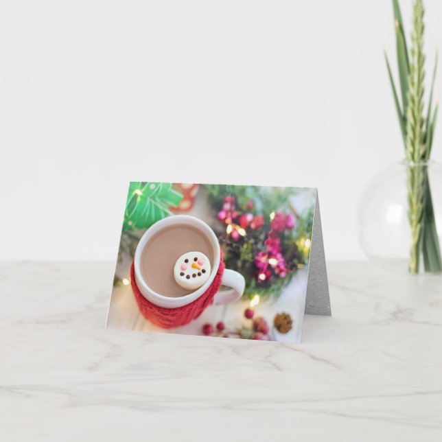 Mugg julkakao, Snömannemarshmallow Kort (Framsida)