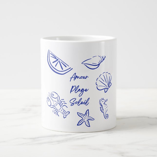 Mugg kaffeprov hav strand sommar  jumbo mugg (Framsidan)