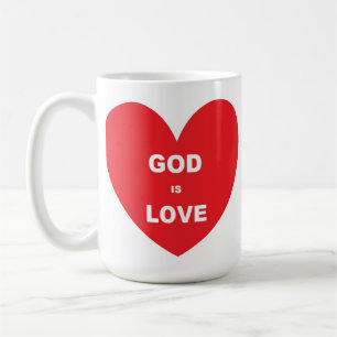 Mugg Kärlek gud är Kärlek Red Heart