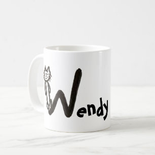 Mugg - Kat Brev W med Namn