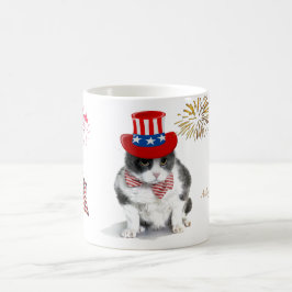 mugg: Lättretliga Felix, katten, på 4th Juli Kaffemugg