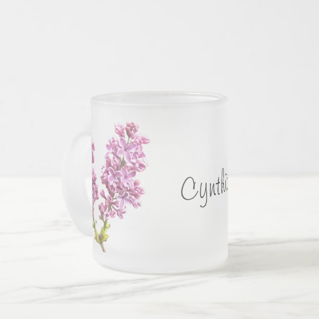 Mugg - Lilac blommar med Namn (Framsida vänster)