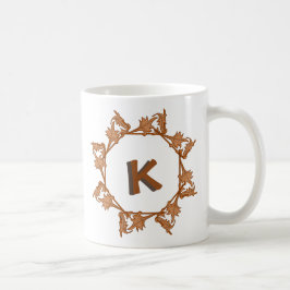 Mugg - Löv i cirkel med initial