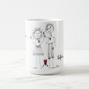 Mugg, Lusj och Cute Stick figur Kaffemugg