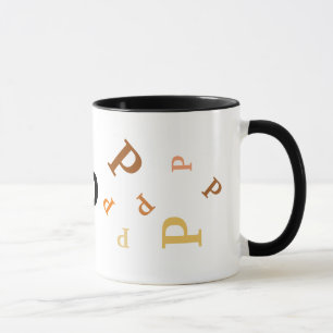 Mugg-Många-Orangen och Brown Brev Mugg