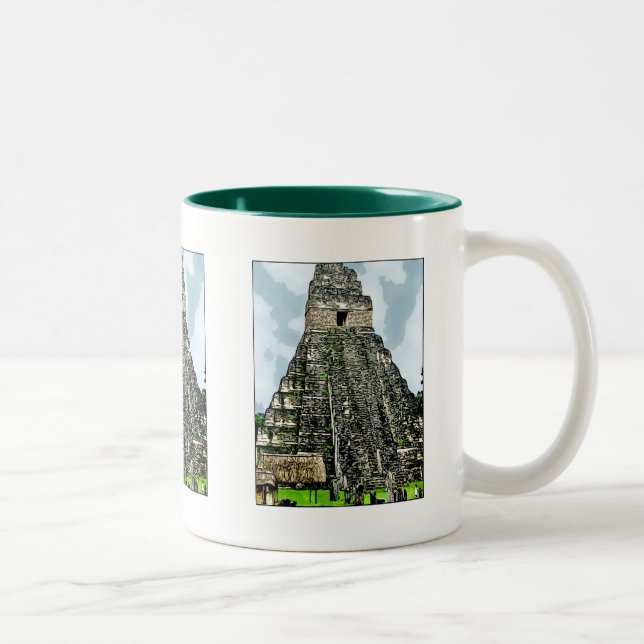 Mugg: Mayan Temple vid Tikal, Guatemala Två-Tonad Mugg (Höger)
