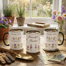 Mugg med 5 födelsemånadblommor & Namnkombination -