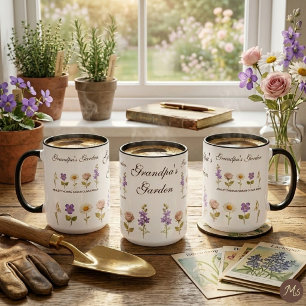 Mugg med 5 födelsemånadblommor & Namnkombination -