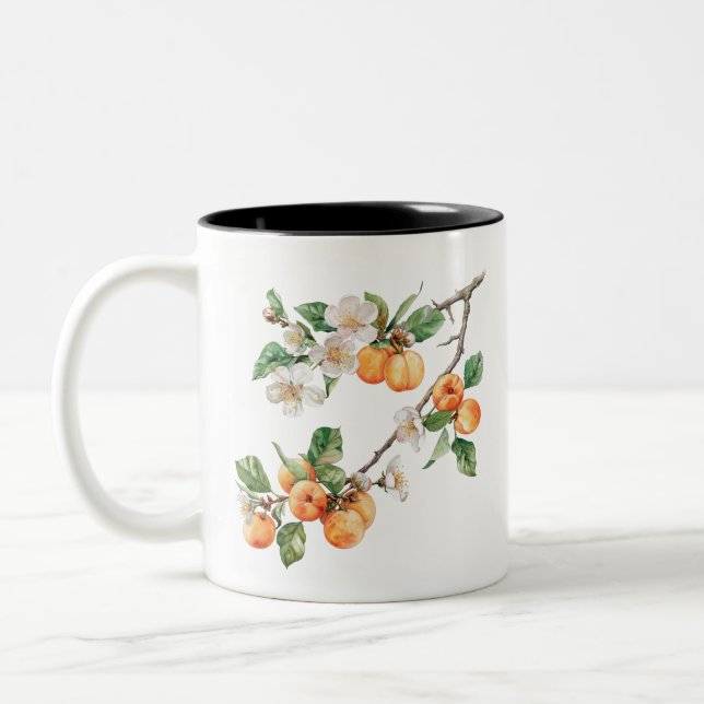 Mugg med Aprikoser: Rustik Frukt Kök Dekoration (Vänster)