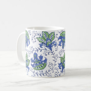 Mugg med blocktryckta blommor