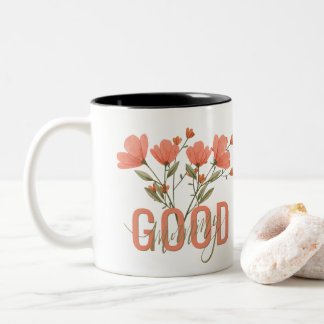 mugg med blomma och bra morgon