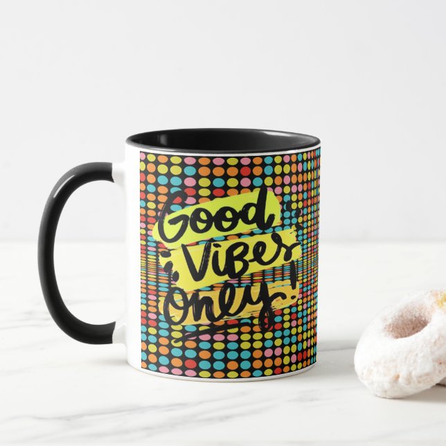 Mugg med bra vibbar popkonstenergi (Med munk)