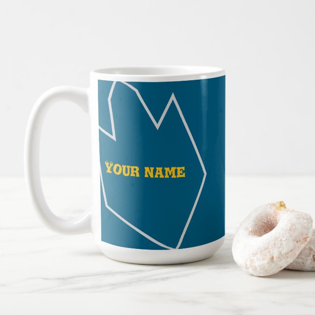 Mugg med ditt namn och färgen är akva (Med munk)