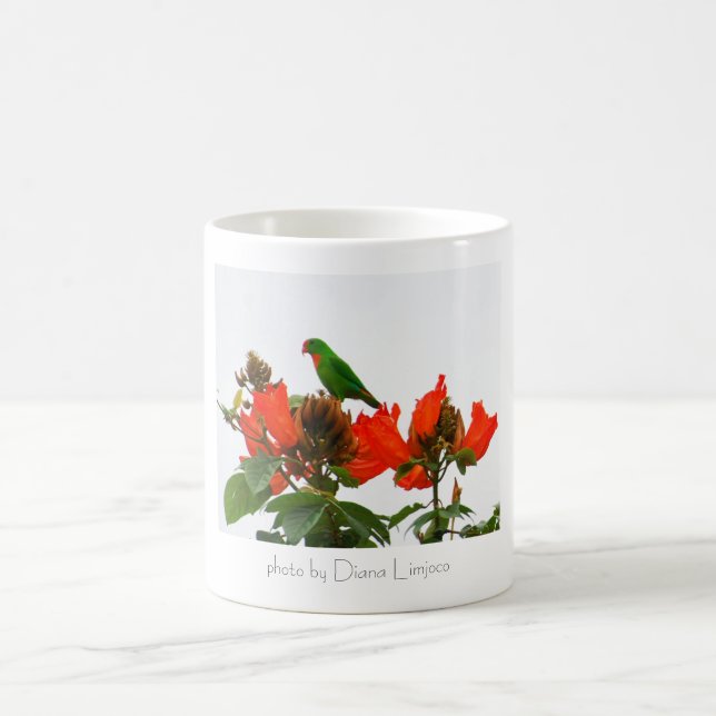 Mugg med exotisk tropisk grönt och den orange (Center)