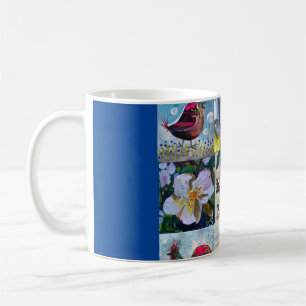 Mugg med fåglar och blommor