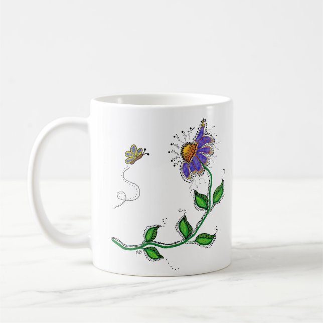 Mugg med fantasifull blomdekor (Vänster)